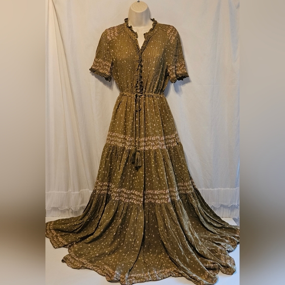 ❤️Free People Rare Feeling Maxi Dress in Kiwi combo size S. - Picture 12 of 16